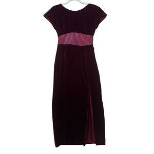 Donna Ricco New York Velvet & Satin Evening Dress Size 6 Burgundy